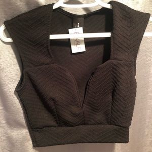 privately privileged Tops - New with tags! V neck black crop top privately privileged Tops - New with tags! V neck black crop top